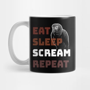 Eat Sleep Scream Repeat African Grey Parrot Mug